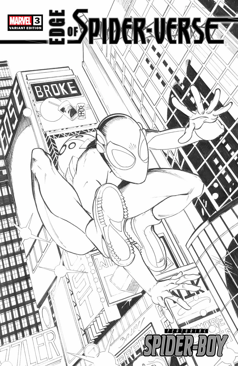 EDGE OF SPIDER-VERSE 3 2ND PRINT JC JONATHANCOMICS BAGLEY B&W HOMAGE EXCLUSIVE VARIANT SPIDER-BOY