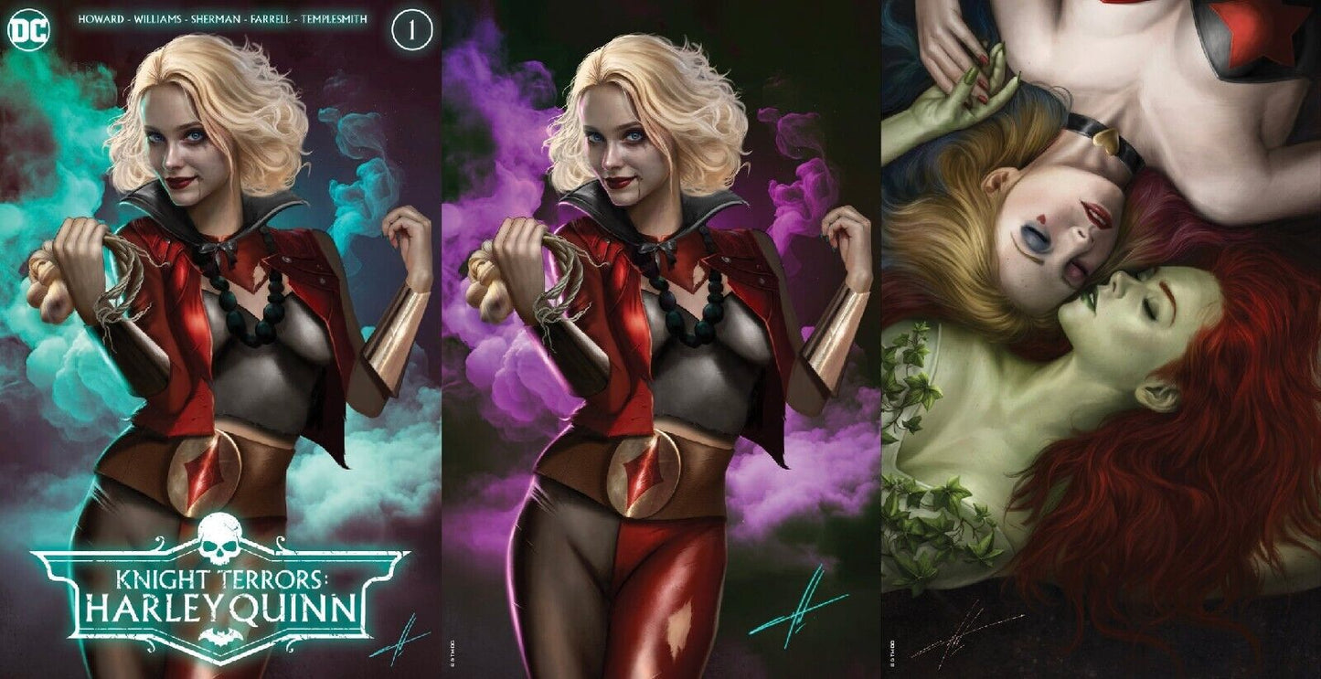 KNIGHT TERRORS HARLEY QUINN 1 NM CARLA COHEN TRADE VIRGIN & FOIL SET DC PRESALE
